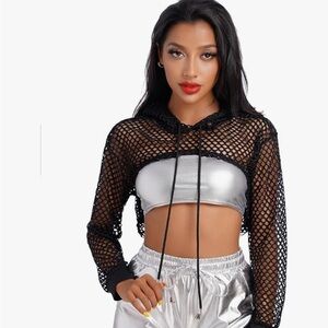 iHeartRaves Black Mesh Zip Down Hoodie